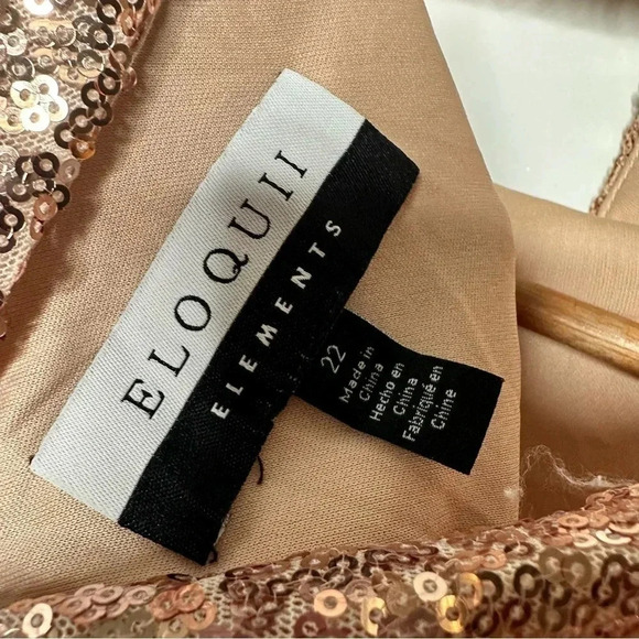 ELOQUII Elements Rose Gold Cowl Back Sequin Top Size 22 - Picture 8 of 8